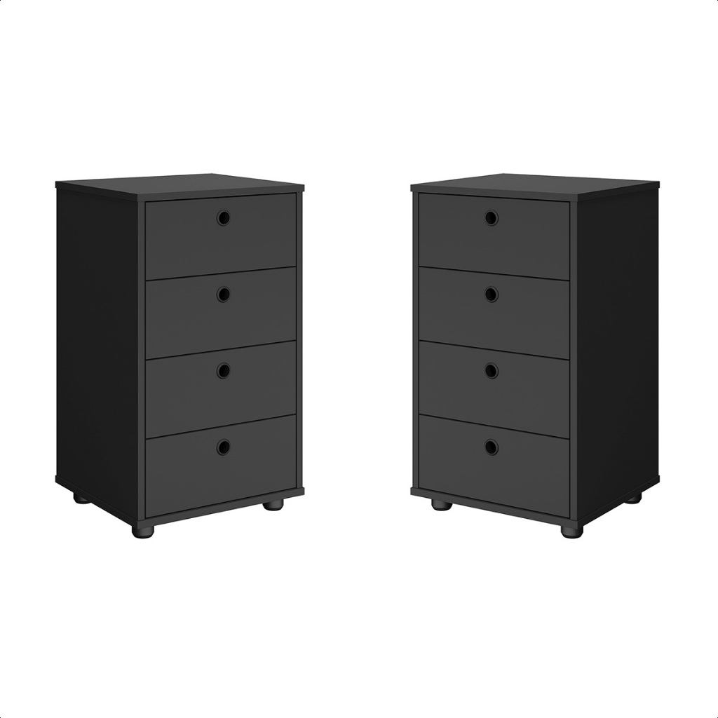 Kit mini comoda ou mesa de cabeceira  Monet 4 Gavetas para quarto ou escritorio