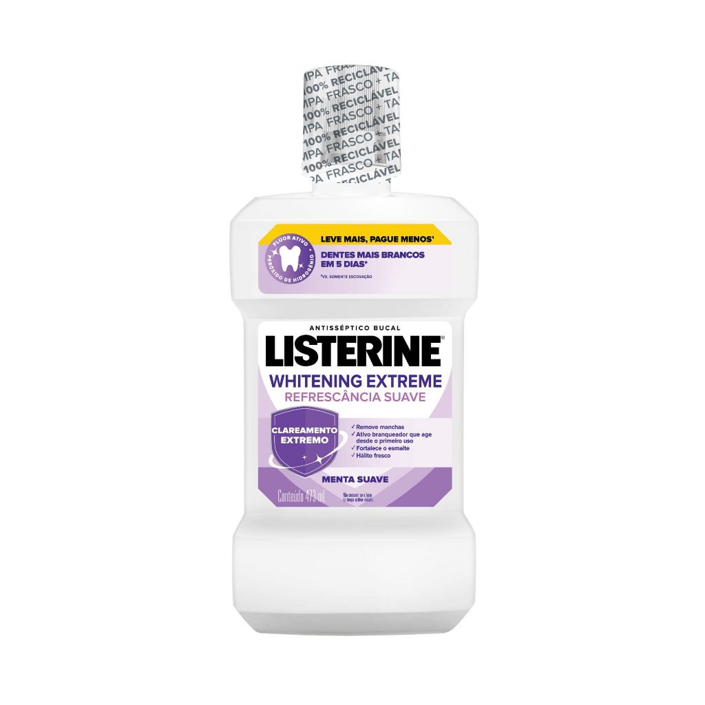 LISTERINE® Whitening Extreme Enxaguante Bucal Clareador Dental, 473mL