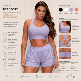 Top Sport Alta Sustentação Feminino Fecho Sutiã 3 Regulagens Esporte alta Intensidade Jump Corrida