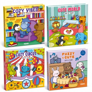 Kit 4 Livros de Colorir Comfy e Cozy 96 Desenhos Capa Dura Infantil