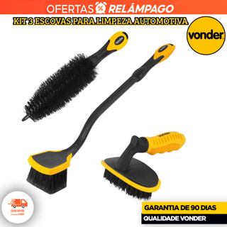 Kit Limpeza Automotiva Com 3 Peças Para Pneus Rodas e Caixa Vonder Resistente Oferta Carro Moto Top