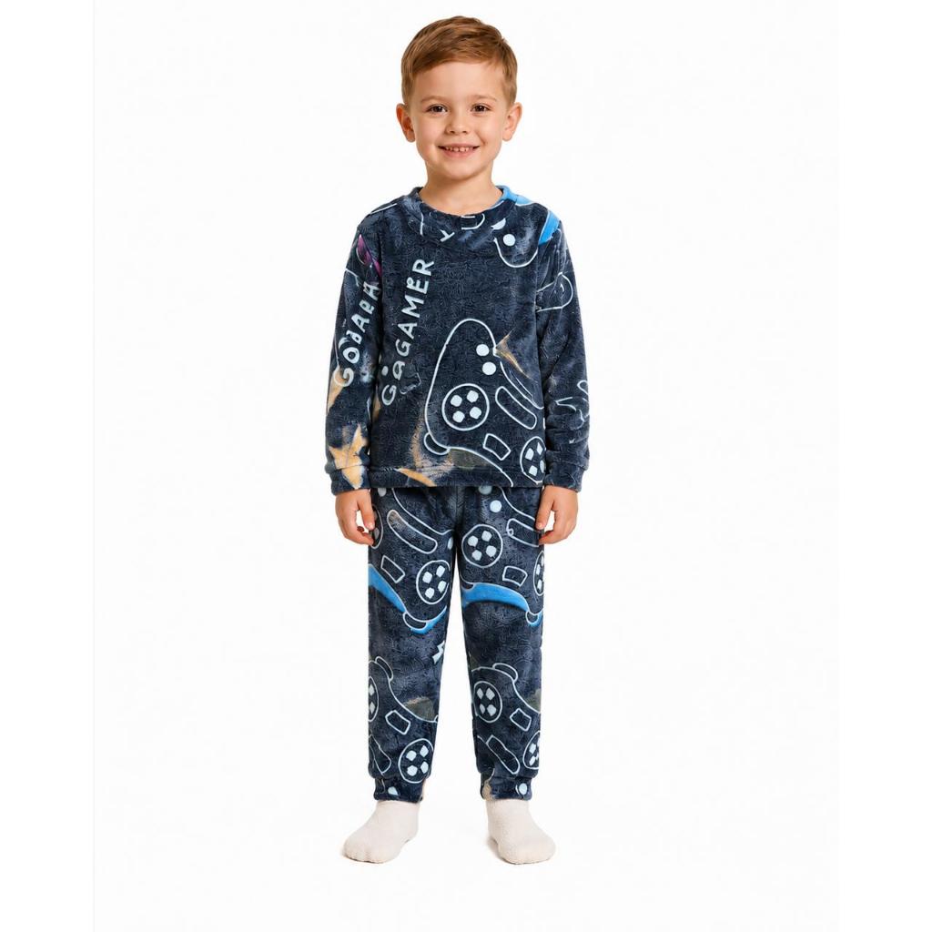 Pijama Calça e Blusa Infantil para Dormir Manta Mantinha Fleece Microfibra Conjunto