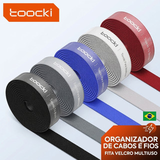 Organizador de Cabos Toocki 5M Fita Velcro Rolo Abraçadeira para Fios PC Gamer Home Office TV