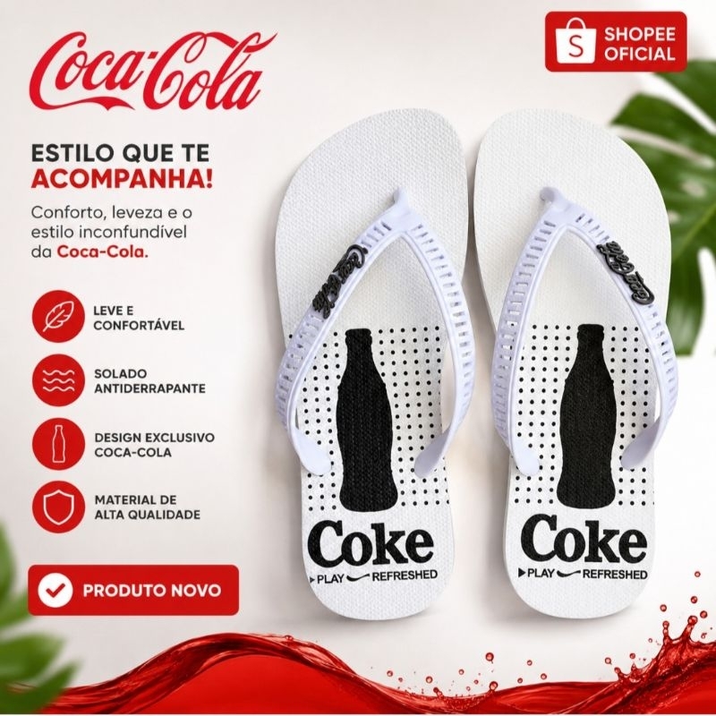 Chinelo Sandália Coca Cola masculina adulto