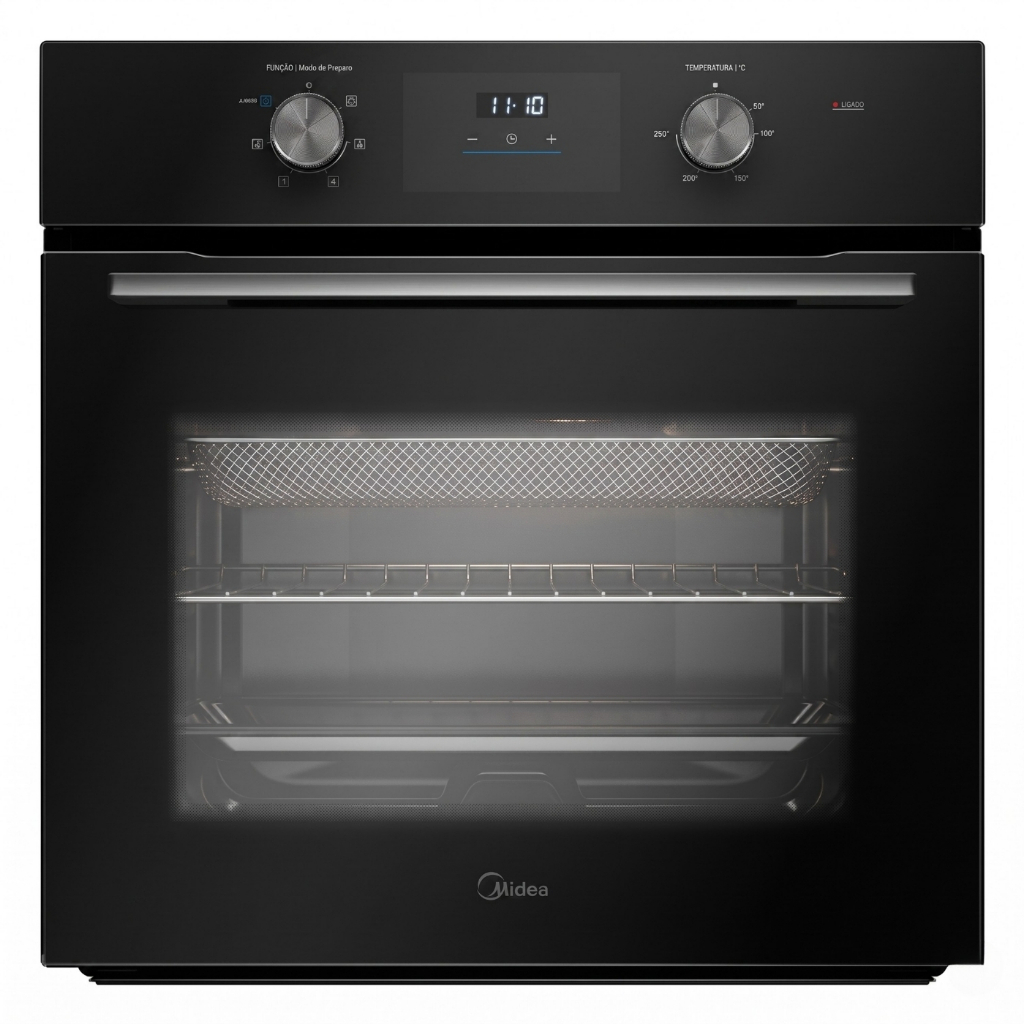 Forno Elétrico De Embutir Midea 68L Digital - Preto, C/ Air Fryer, Timer Automático