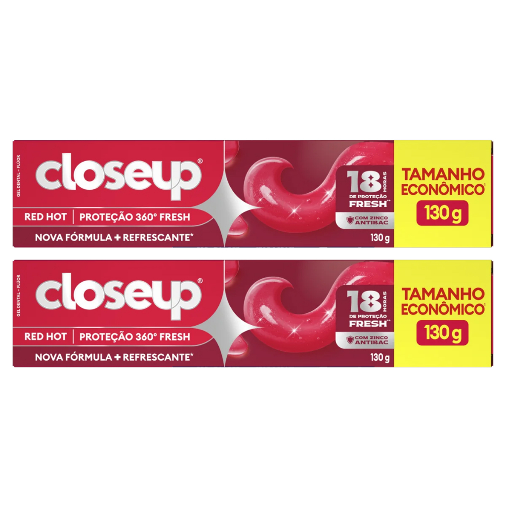 Kit 2un Creme Dental Closeup Fresh Action Red Hot Em Gel 130g