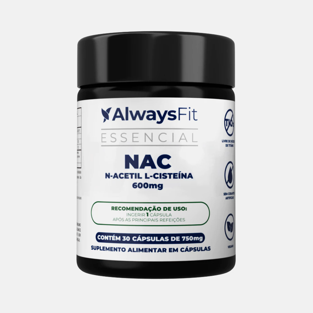 NAC AlwaysFit 600mg | N-Acetil L-Cisteína + Selênio + Molibdênio | 30 Cápsulas