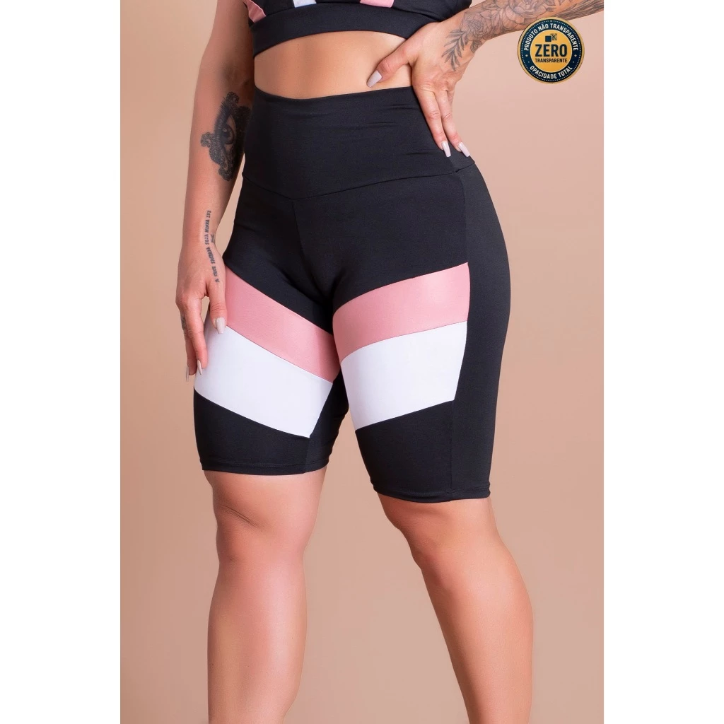 Bermuda Ciclista Feminina Cintura Alta Fitness Academia Roupa Para Treino ZERO TRANSPARÊNCIA — imagem 1