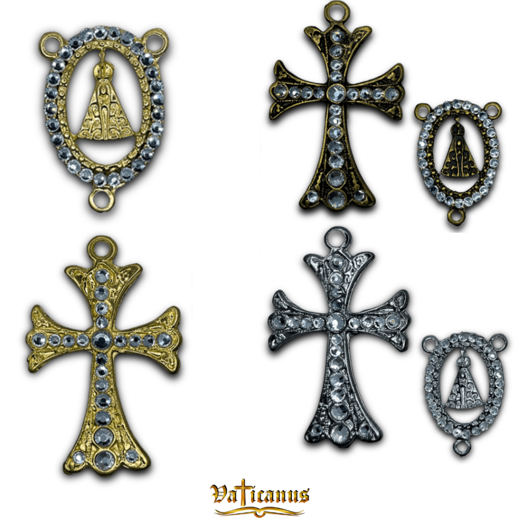 KIT PARA TERÇOS CRUZ 4,5 x 3cm E ENTREMEIO 3 CM X 2 CM COM STRASS (1 PEÇA DE CADA)