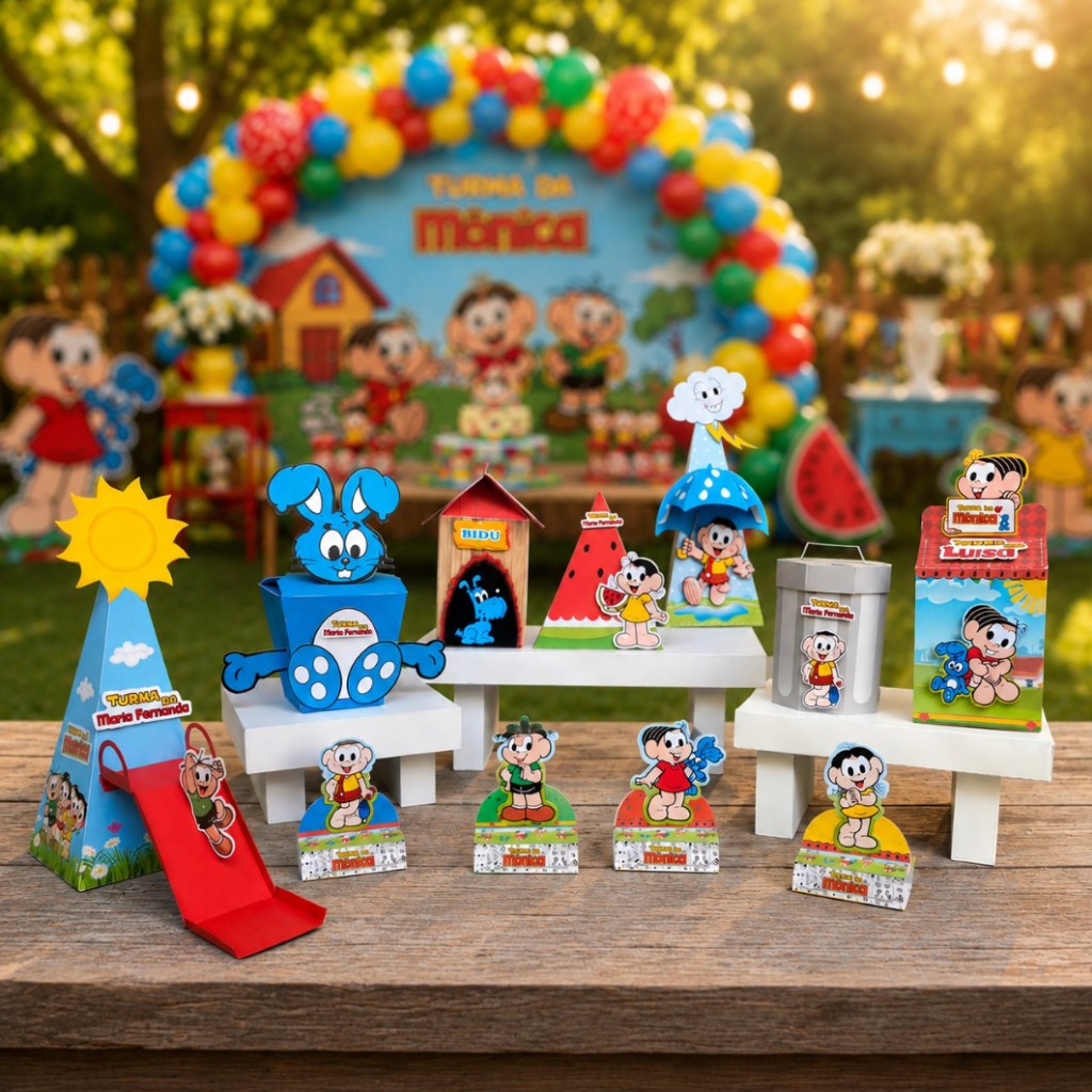 Personalizados Turma da Monica | 3 D | Caixas | Festa | Aniversário | Decoração | Lembrancinha | Magali | kit pronto