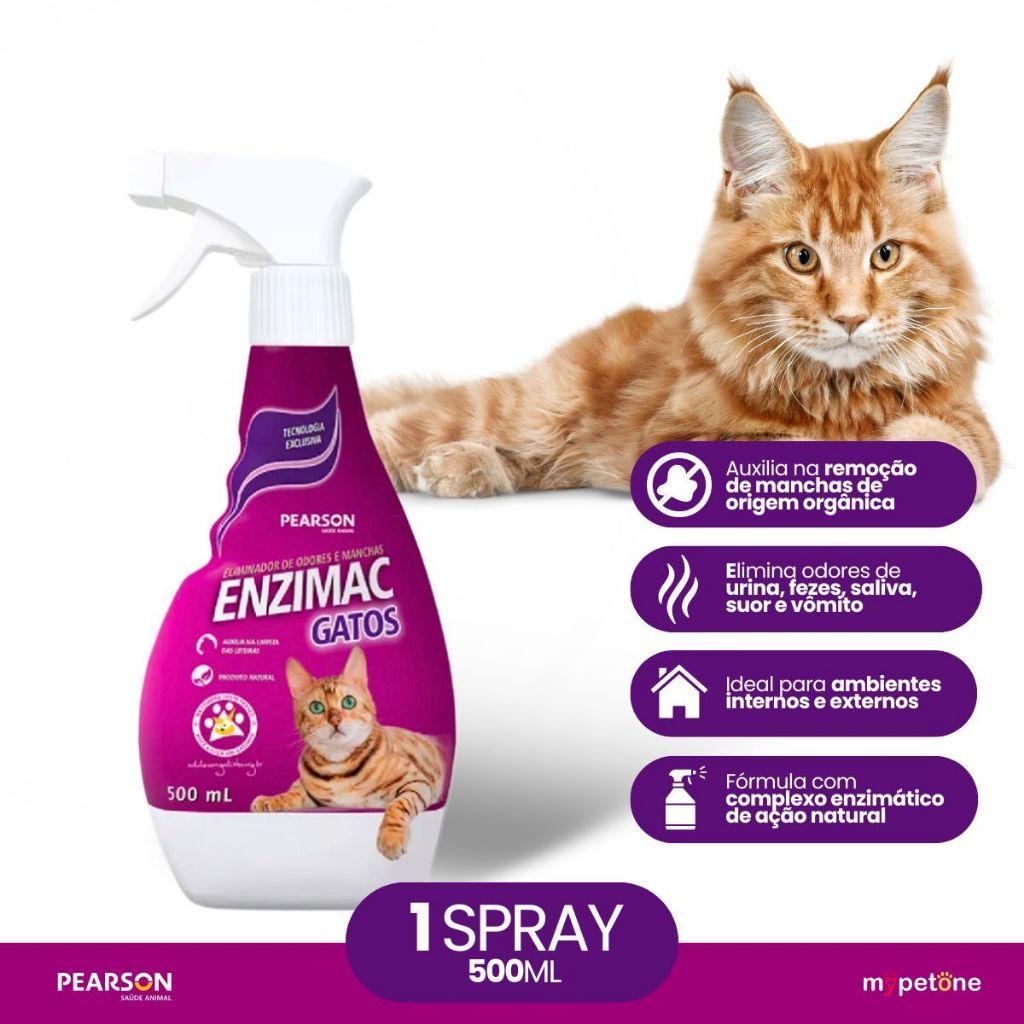 Enzimac Gatos 500mL - Eliminador de Odores e Manchas