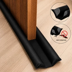 Veda Porta Preto Protetor Duplo Anti Poeira Insetos Impermeável Vários Tamanhos 70cm a 120cm