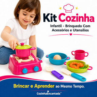 Kit Cozinha Infantil Brinquedo com Acessórios e Utensílios Cozinha de Brinquedo Infantil Menina Menino 3+ Anos
