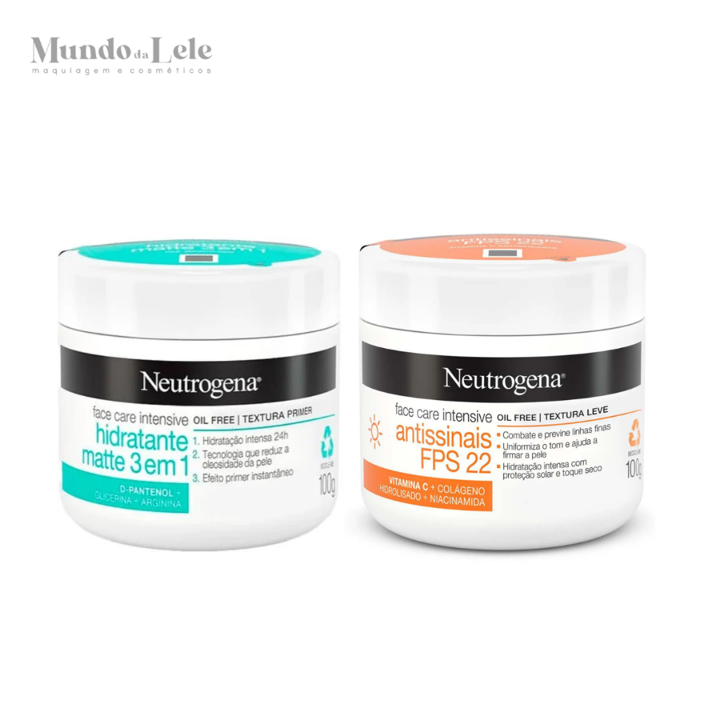 Kit Cremes Facial Neutrogena Hidratante + Antissinais Dia FPS22 100g - 2 Itens