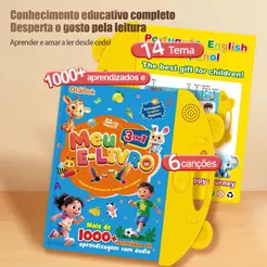 Livro Educativo Infantil Interativo Trilíngue com Áudio | Português Inglês Espanhol | Picture Book, Kids Toy
