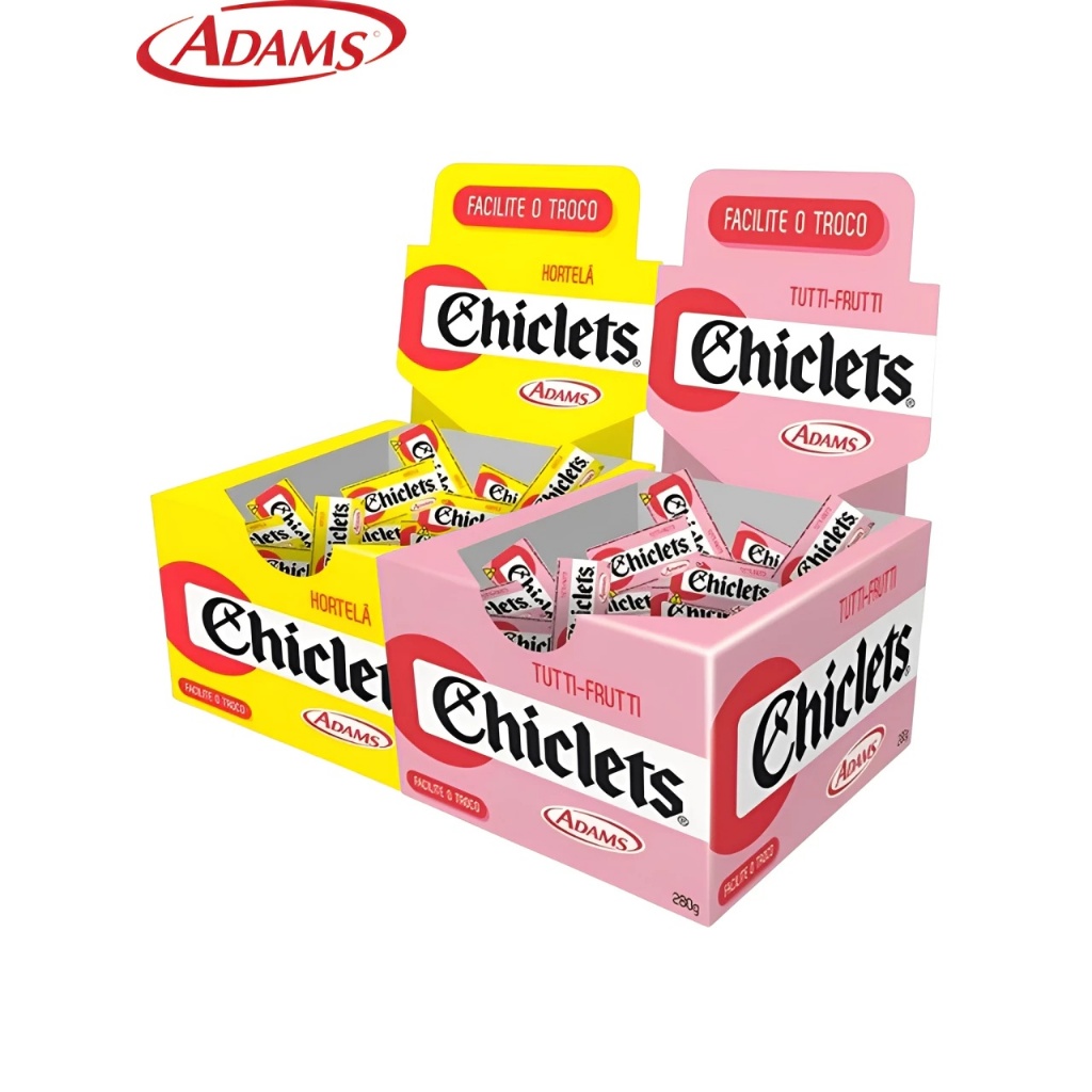 Chiclete Adams 100 Unidades Tutti Frutti Menta Chiclets 280g