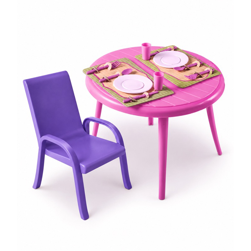 Kit Mesa com Cadeira e Acessórios para Bonecas