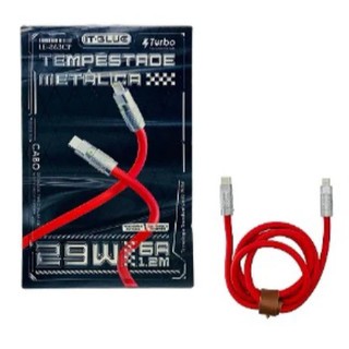 Cabo Tipo-C para Tipo-C (C/C) Tempestade Metálica ( LE-863CC) da IT-Blue - 66W / 6A / 1,2m