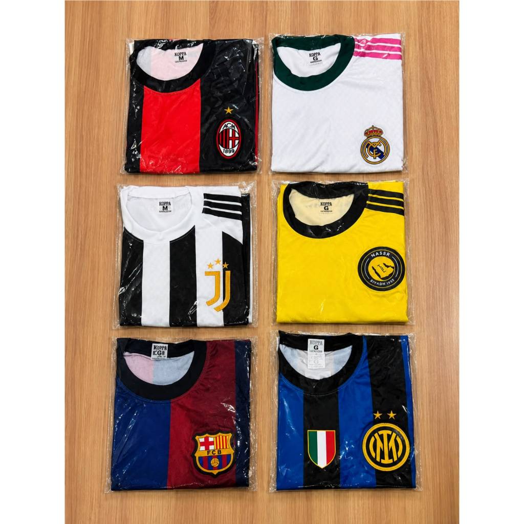 Kit com 5 Camisas de Times Europeus e Nacionais - Temporada atual bordado.