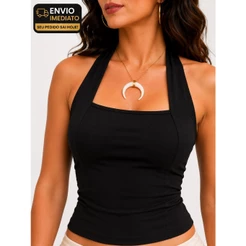 Blusa Feminina Halter Frente Única Forrada Costas Nua Suplex Premium Moda Verão Casual