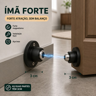 Prendedor Fixador de Porta Ima Magnético com Trava Fixador Resistente para Porta e Parede
