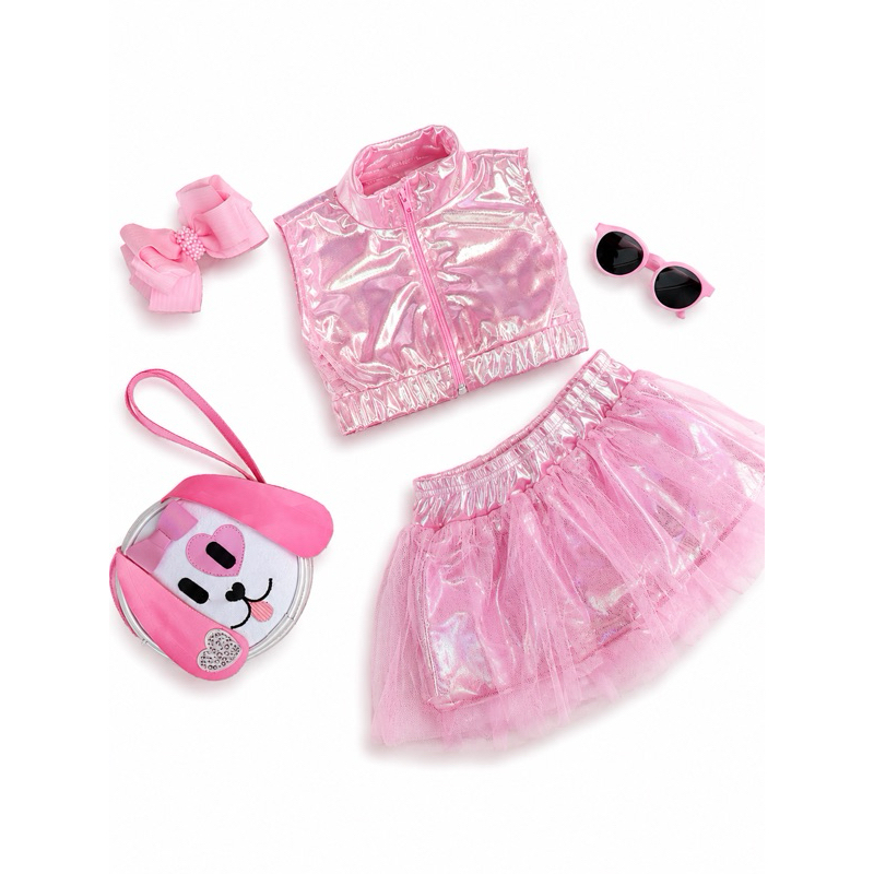 Conjunto Menina Tule ( cropped + shorts Saia, 2 peças)