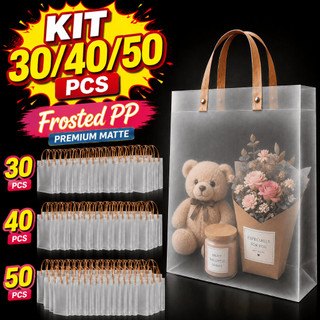 30/40/50 Sacolas de Presente em PP Fosco com Alças Reforçadas Reutilizáveis para Festas, Casamentos e Lembrancinhas