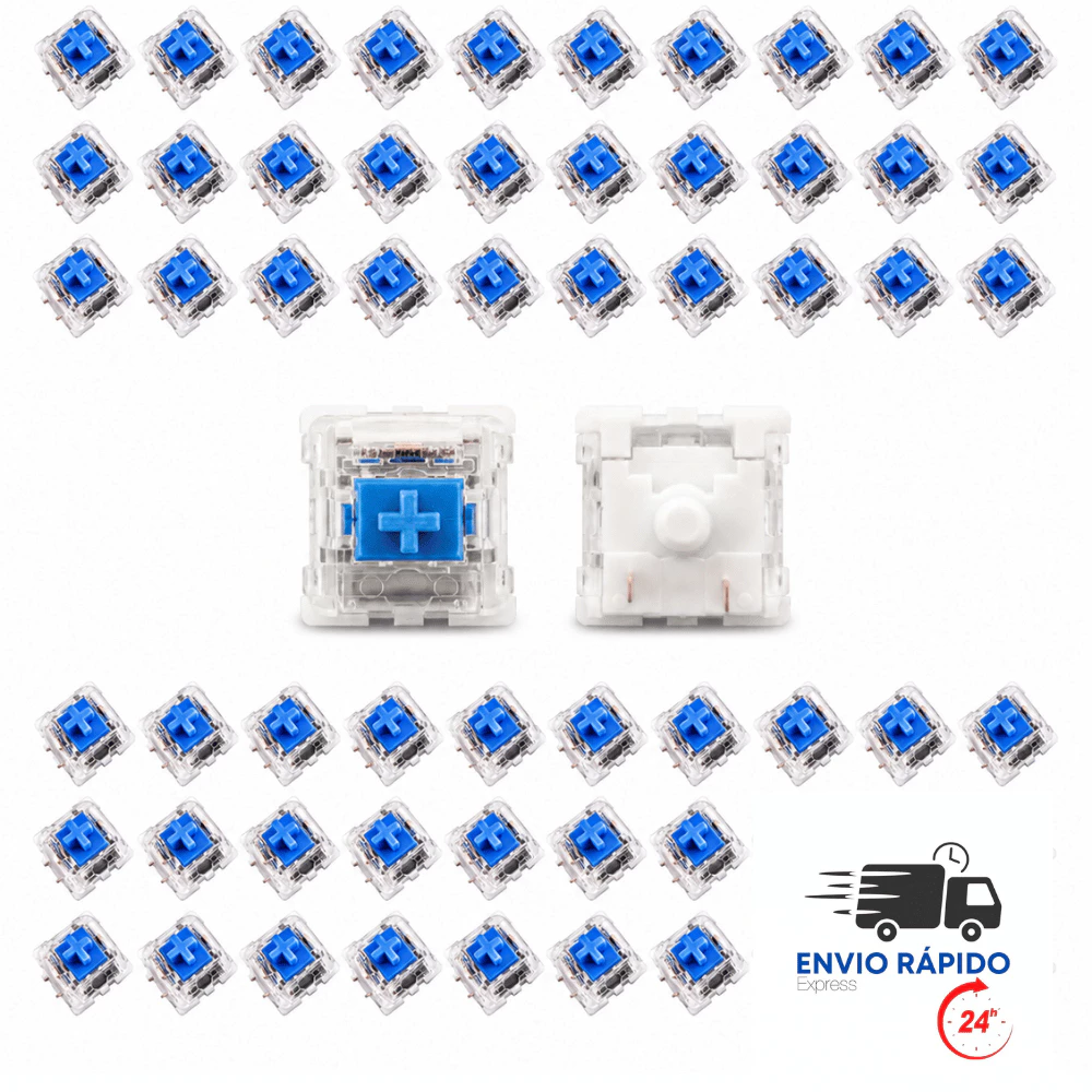 Kit Clicker Teclado Mecânico Azul 3 Pinos | Switch Clicky | Hot Swap | 10, 20, 30 e 45 Unidades