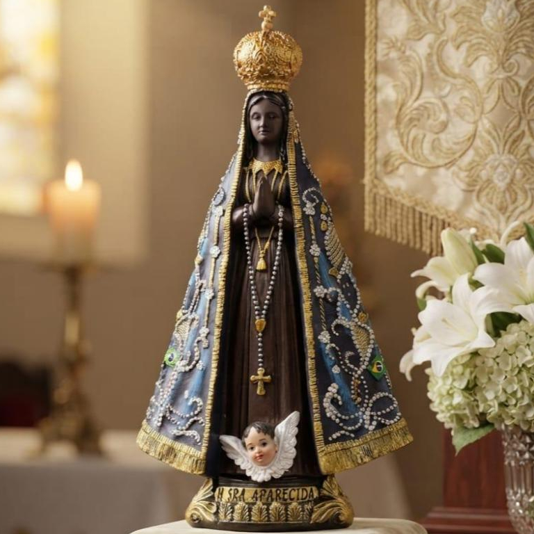 Nossa Senhora Aparecida Tradicional 20/29cm Imagem Religiosa em Resina