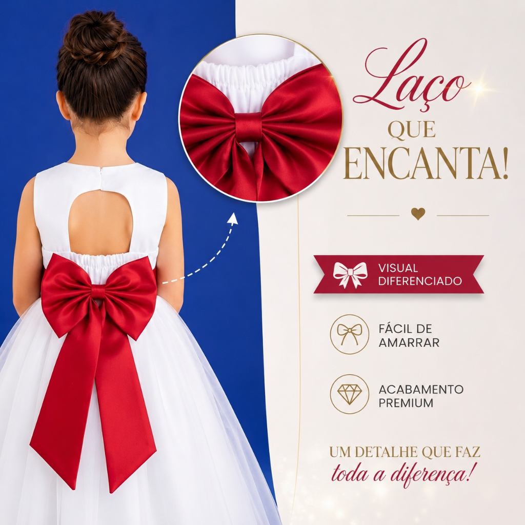 Laço para Daminha de Honra Faixa de Cintura Infantil Casamento Festa Cerimônia Acessório para Vestido