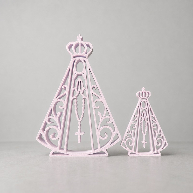 Kit 2 Nossa Senhora Aparecida Decorativa Rosa Decoração Religiosa Católica Fé Oratório Presente