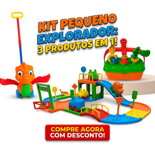 Kit Pequeno Explorador 3 em 1 | Pista de Carrinhos, Dragão e Brinquedo Educativo Infantil