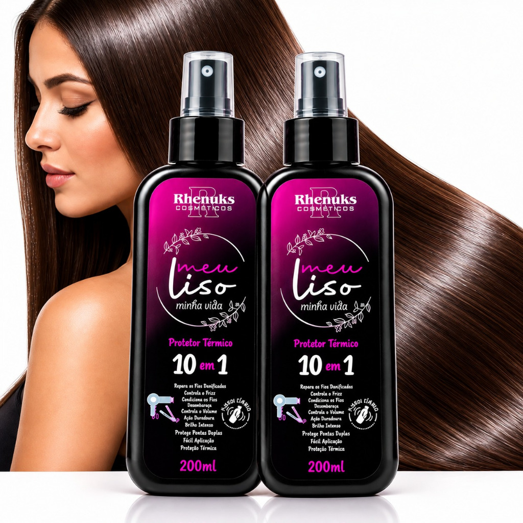 Kit Spray Protetor Térmico 10 em 1 Capilar Meu Liso Minha Vida 200ml Rhenuks