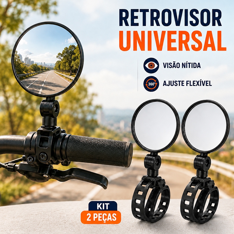 Kit 2 Espelhos Retrovisores Bike Bicicleta 360° Grande Angular Ajustável para Guidão MTB Universal