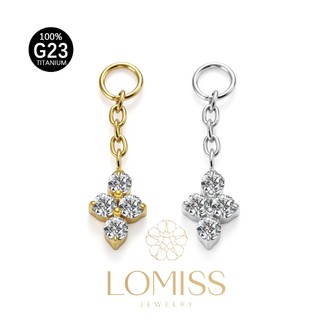 LOMISS 100% Titânio Pingente Piercing Para Brinco Piercing com Zircônia De Quatro Pontos Estrela