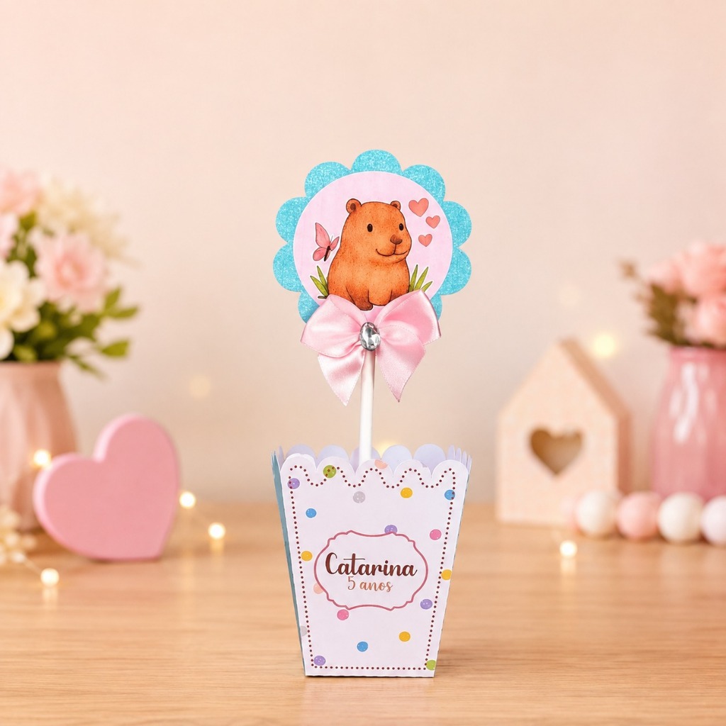 ENVIO RAPIDO Centros de mesa Capivara Menina Enfeite de mesa  Lembrancinha Festa Infantil Personalizados(PEGUE E MONTE)