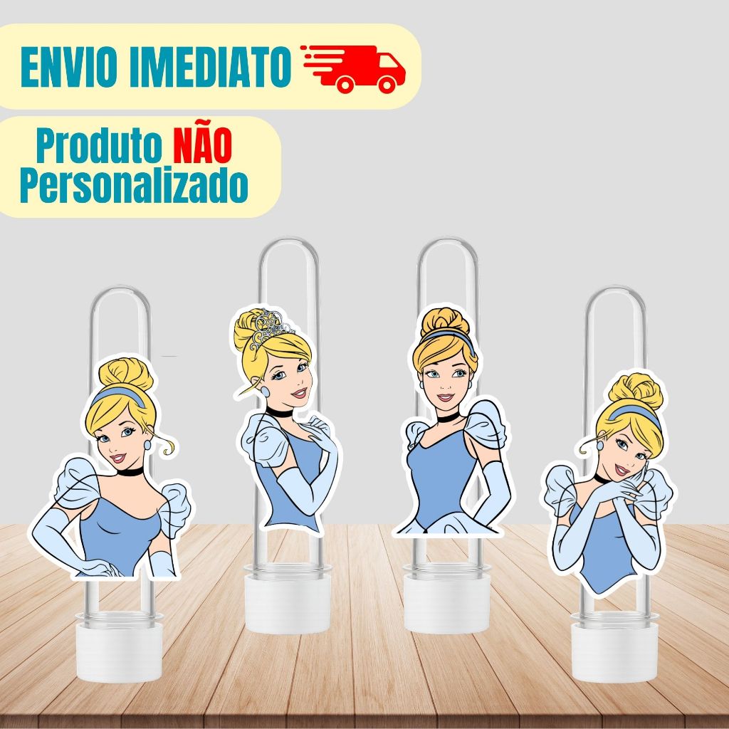 Aplique Tag Para Tubete Cinderela | Personalizado | Lembrancinha Festa Infantil | Aniversário