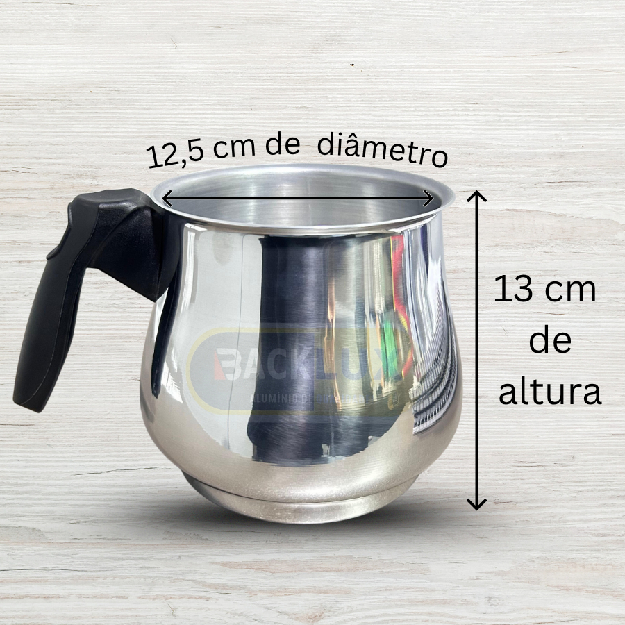 Canecão Fervedor de Alumínio 1,2 Litros Leiteira para Leite Café Chá com Cabo Madeira ou Plástico — imagem 2 de 2