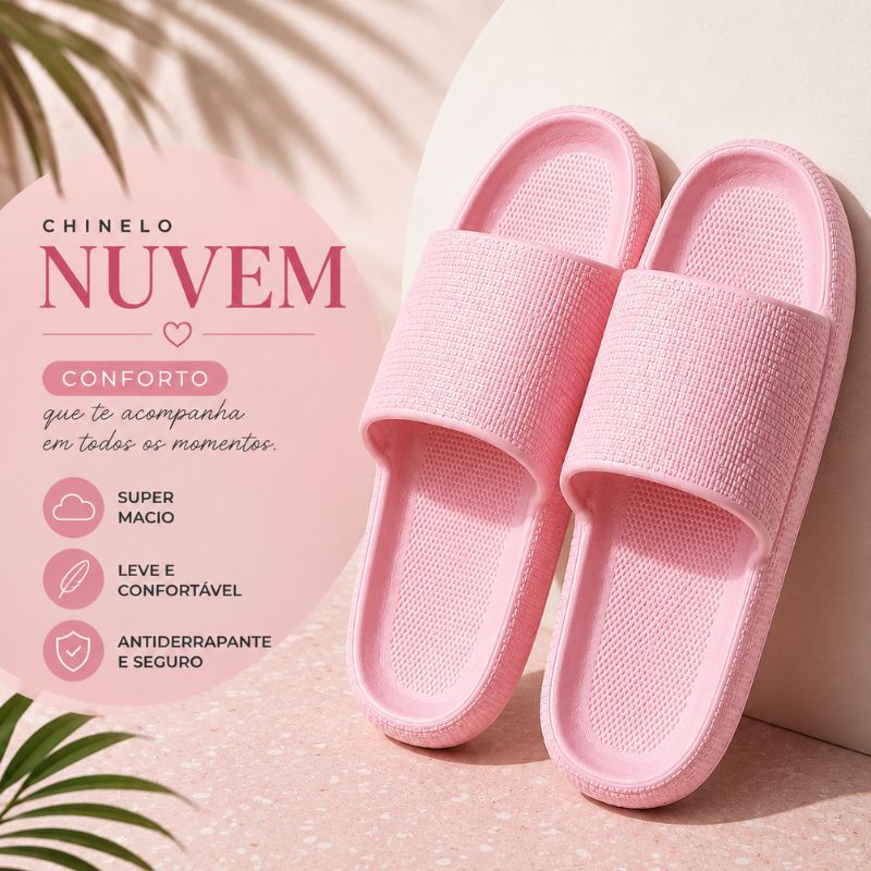 Chinelo Nuvem Ortopédico Macia Leve Plataforma  Antiderrapante flexivel Macio Confortável Secagem rápida