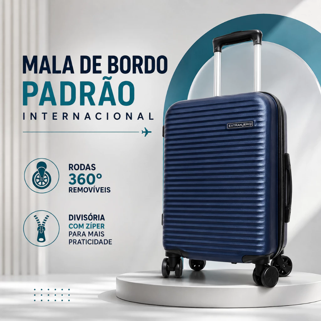 Mala de viagem bordo Até 10kg ABS Zíper Expansível Rodas 360º Removíveis e Cadeado TSA