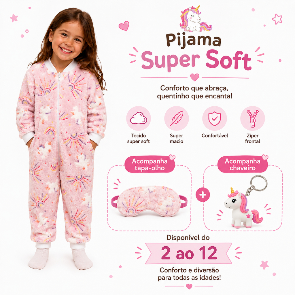 Pijama Macacão Soft Premium Meninas