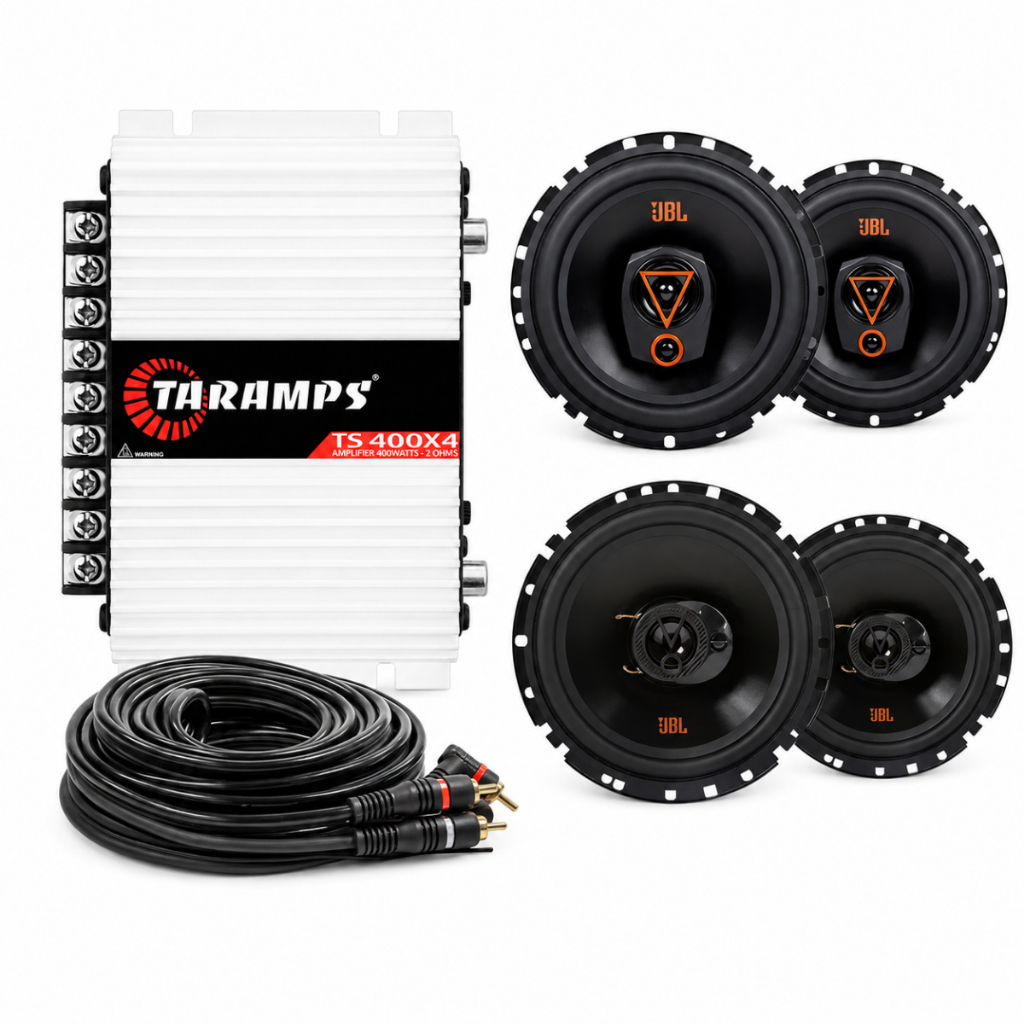 Kit Taramps Ts400 + 4 Alto Falantes Jbl 6 Pol 6TRMS80 6TRFX55 270w + Rca 5m