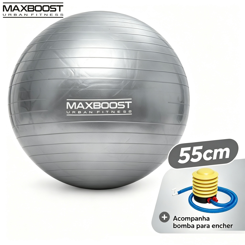 Kit Bola Suíça de Pilates 55cm Maxboost Até 200kg