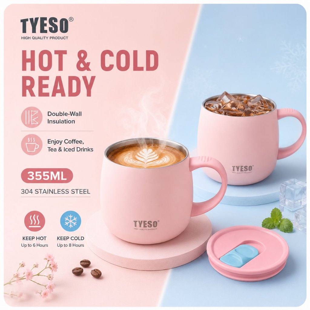 Caneca TYESO Copo Térmico 355ml Revestimento Interno de Cerâmica Tampa de abertura facilitada · foto 2