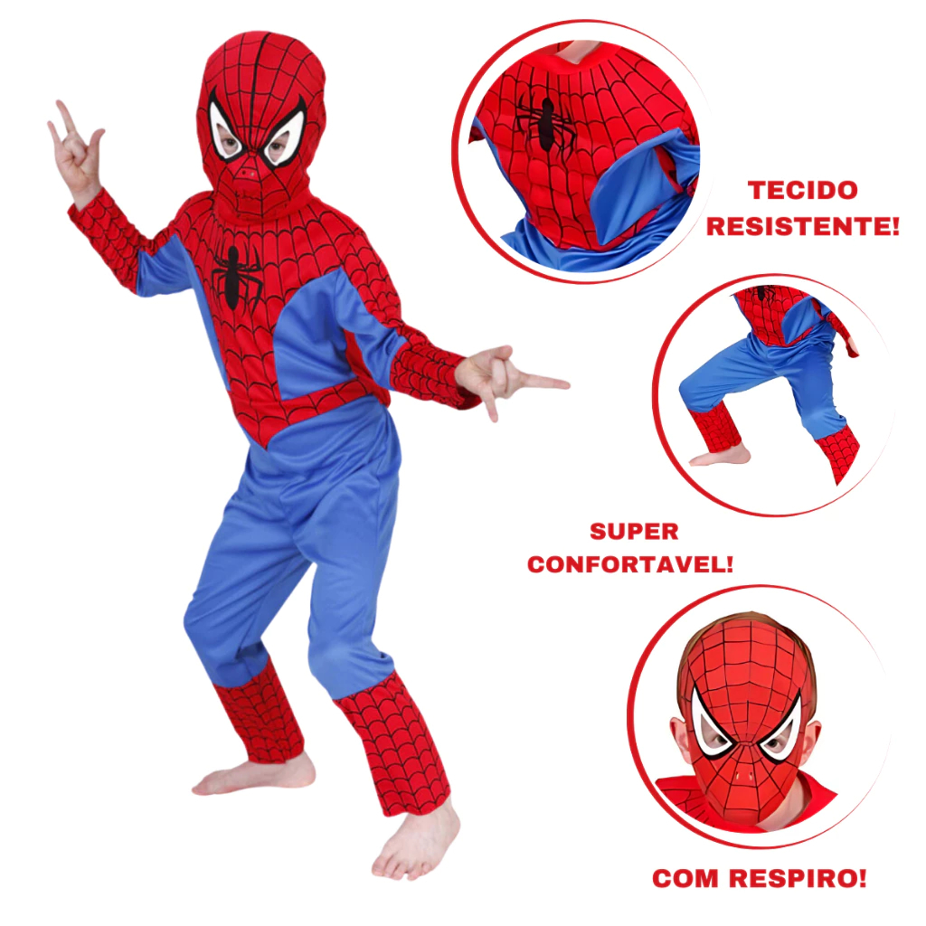 Fantasia Infantil Homem Aranha Completa Festa Criança