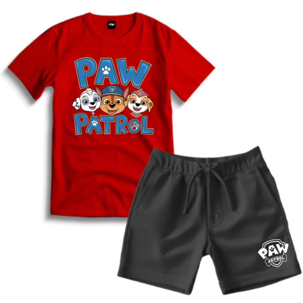 Kit Infantil Patrulha Canina Camiseta e Short Menino Menina Conjunto Infantil Verão Roupa Infantil Personagens