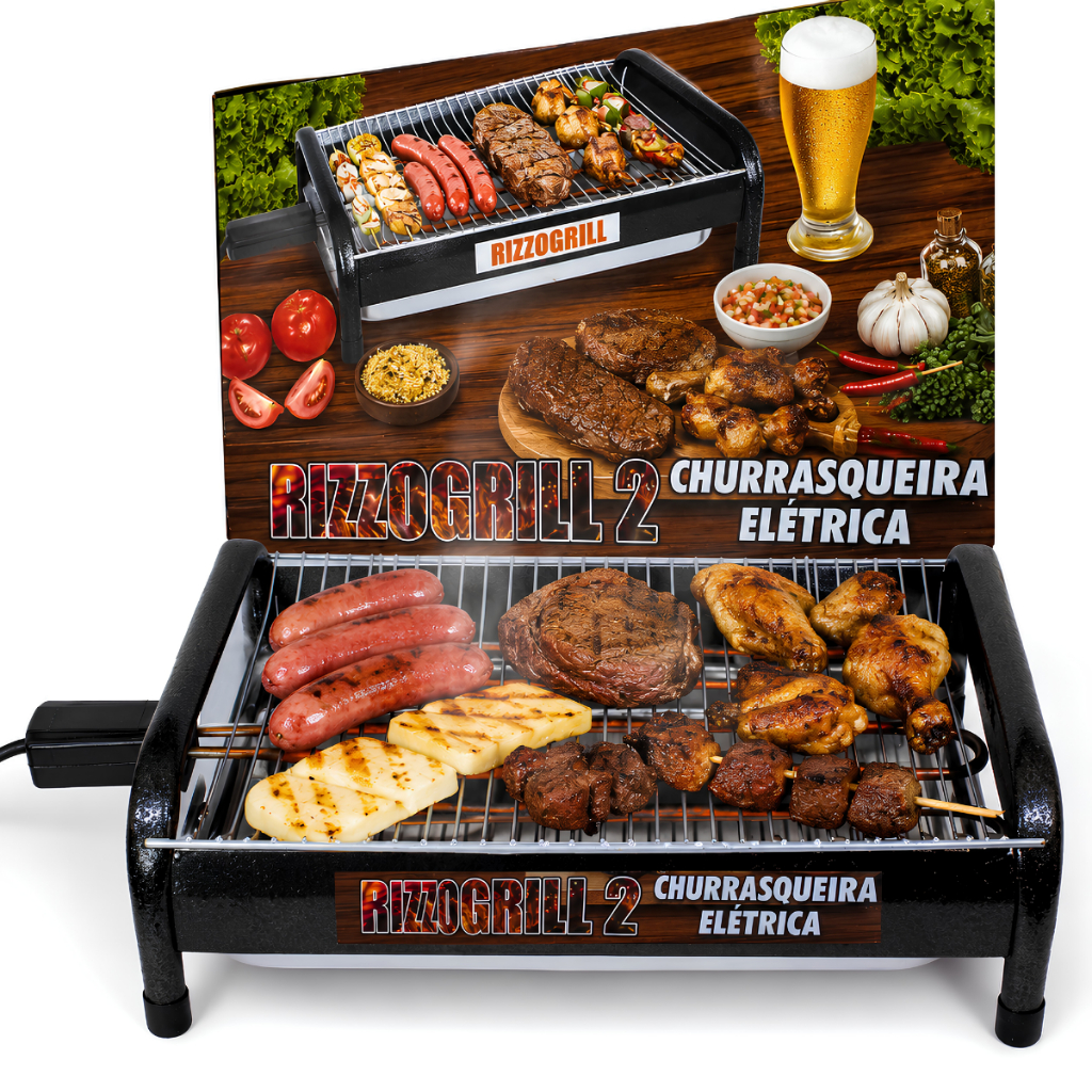 *PROMOÇÃO* Churrasqueira Elétrica Sem Fumaça De Mesa Portátil Pés em Alumínio Craqueado 110v/220v