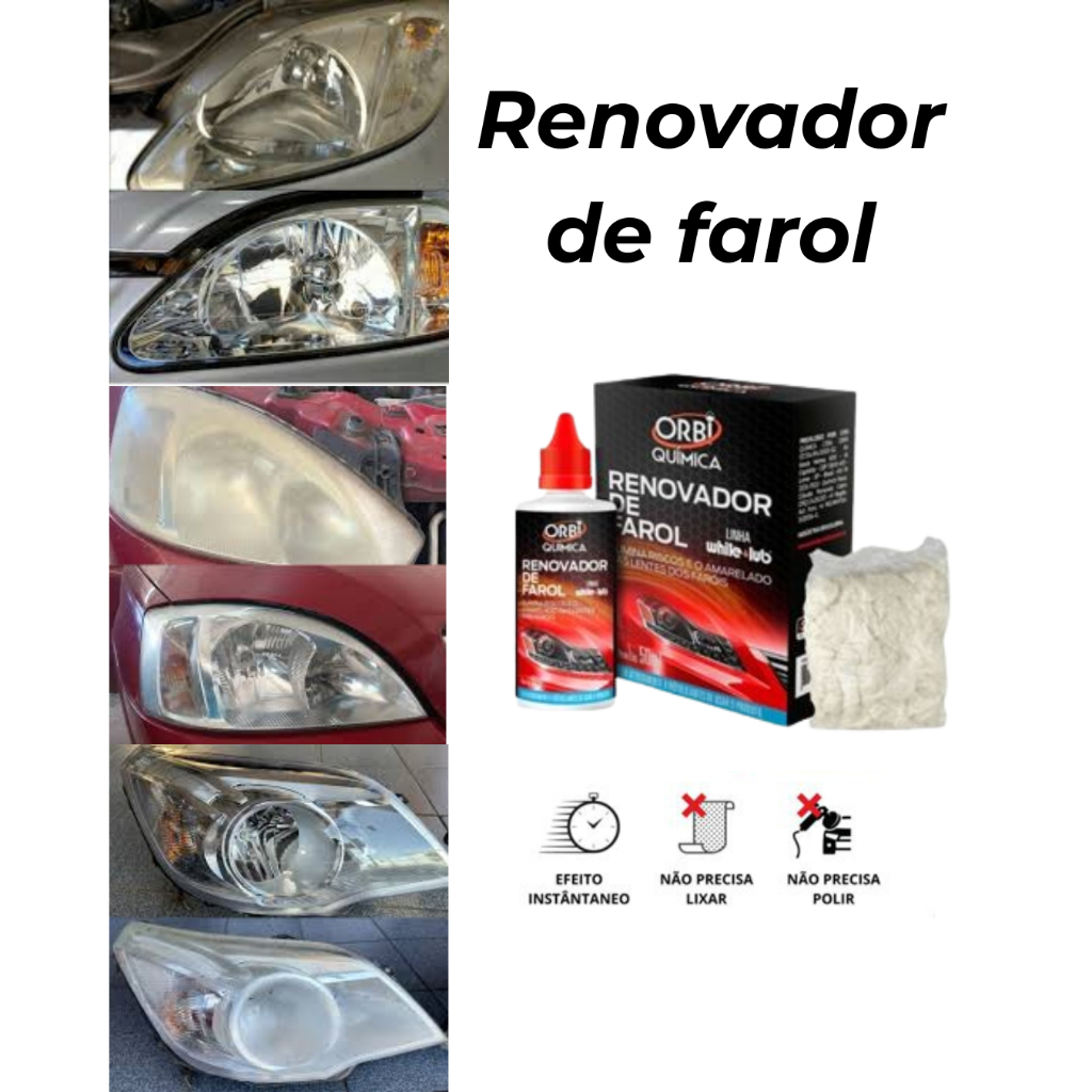 Renovador de Farol Orb Restaurador 50ml + Estopa – Remove Amarelado, Riscos e Aspecto Fosco