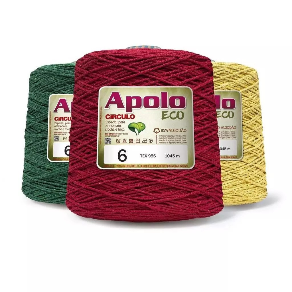 Barbante Apolo Eco Nº 6 Círculo 1kg 1045m 85% Algodão Crochê
