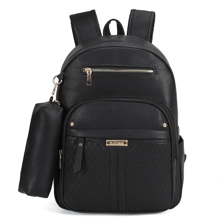 Bolsa De Mochila Feminina Com Estojo De Costas Em Couro Sintético